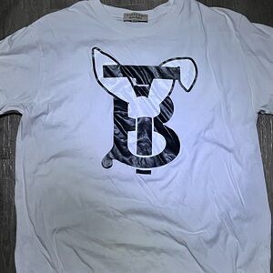 Burberry White and Black Logo T-Shirt